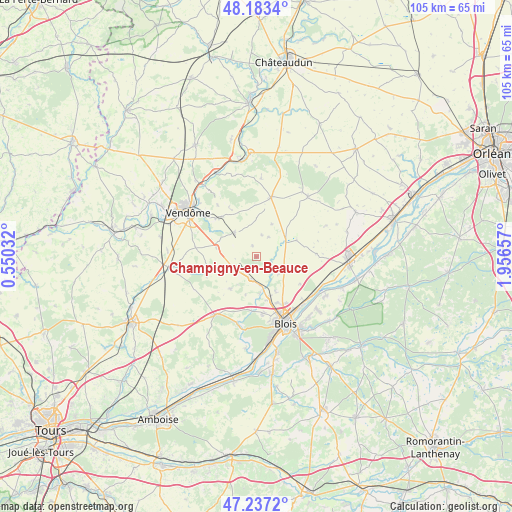 Champigny-en-Beauce on map