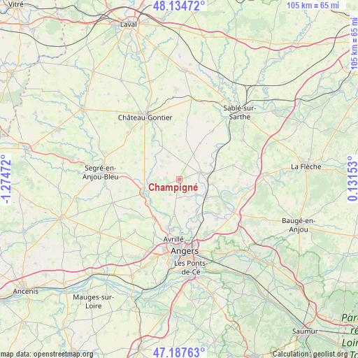 Champigné on map