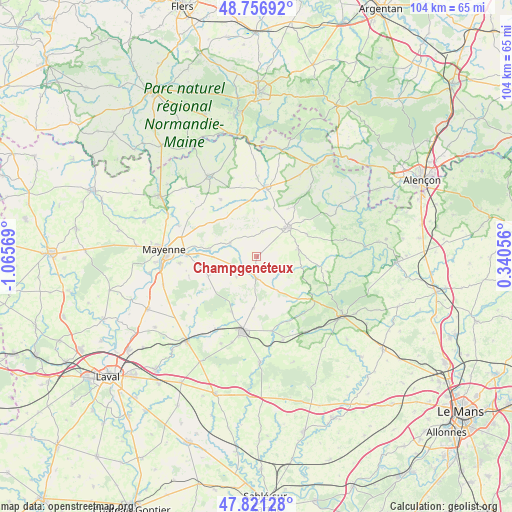 Champgenéteux on map