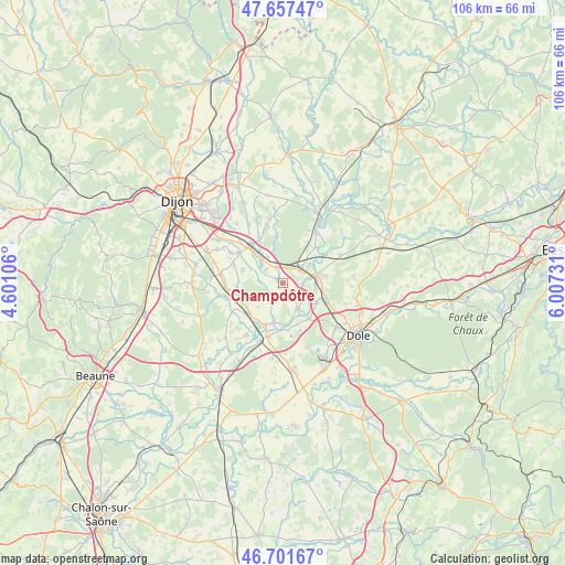 Champdôtre on map