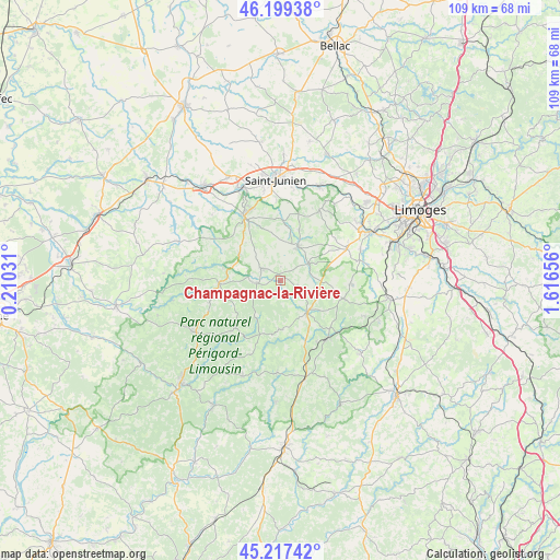 Champagnac-la-Rivière on map