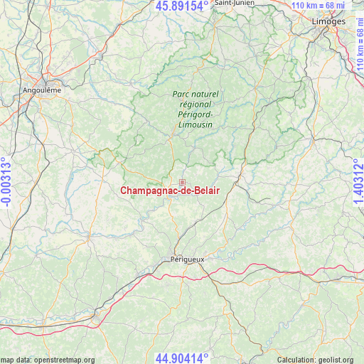 Champagnac-de-Belair on map