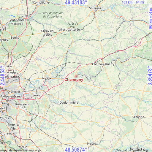 Chamigny on map