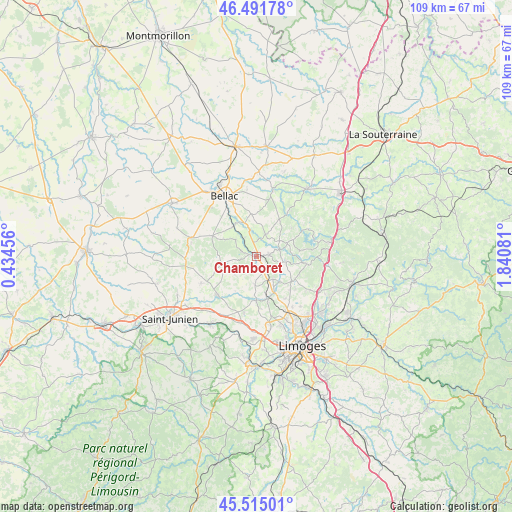 Chamboret on map