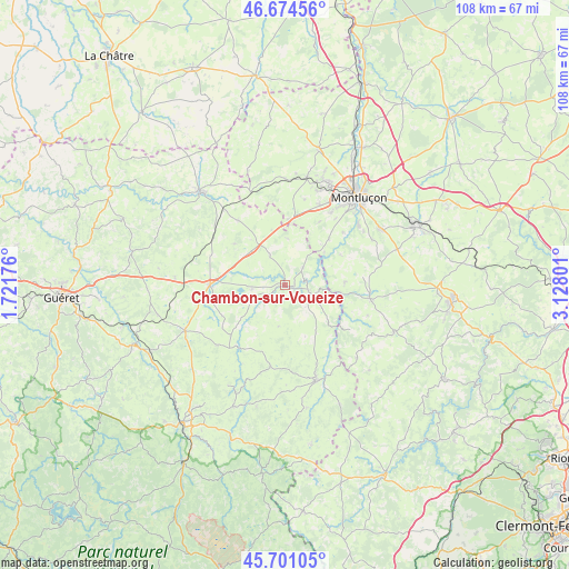 Chambon-sur-Voueize on map