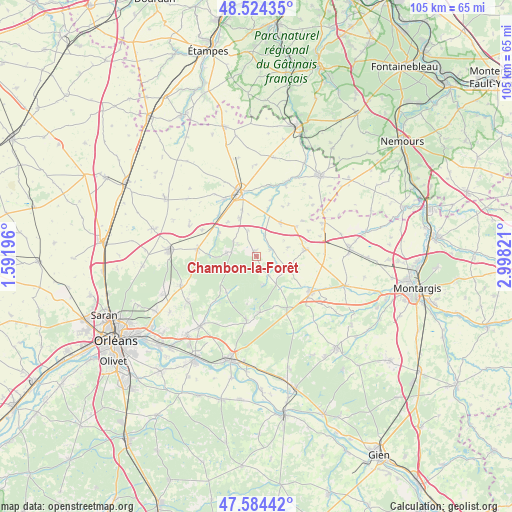 Chambon-la-Forêt on map