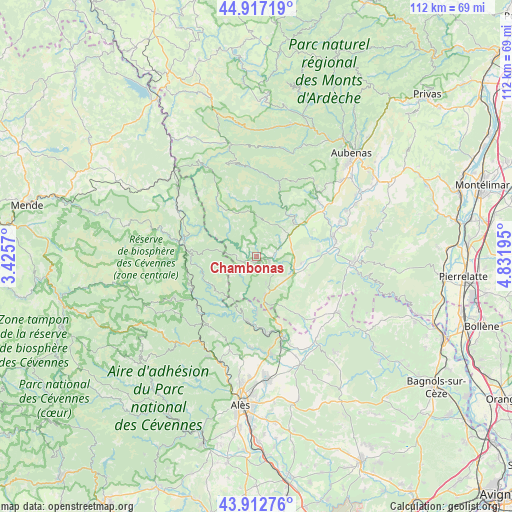 Chambonas on map