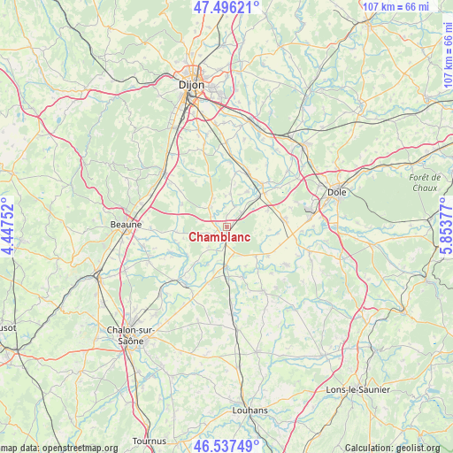 Chamblanc on map