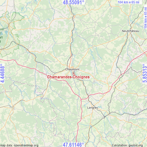 Chamarandes-Choignes on map