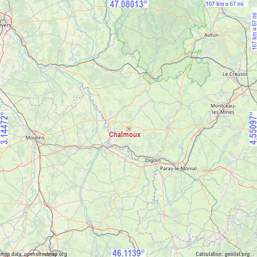 Chalmoux on map