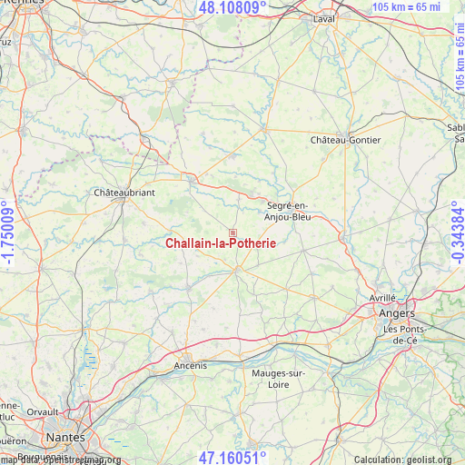Challain-la-Potherie on map