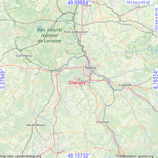 Chaligny on map