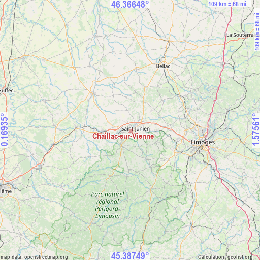 Chaillac-sur-Vienne on map