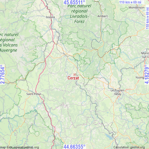 Cerzat on map