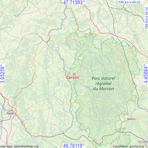 Cervon on map