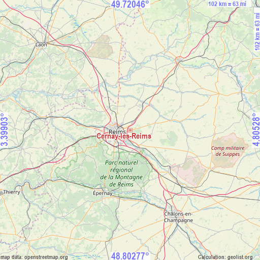 Cernay-lès-Reims on map