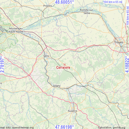 Cerisiers on map