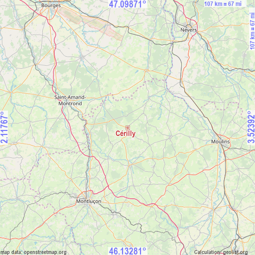 Cérilly on map