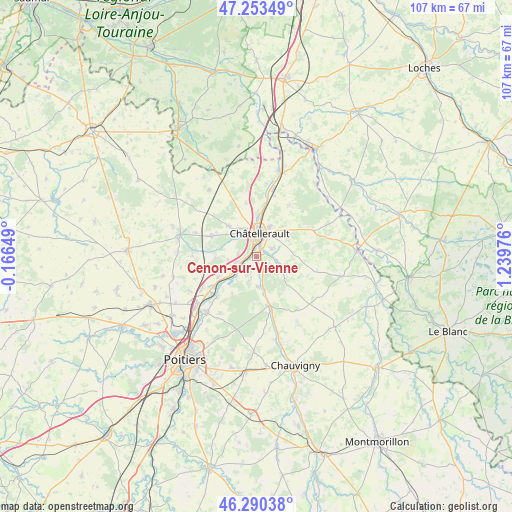 Cenon-sur-Vienne on map