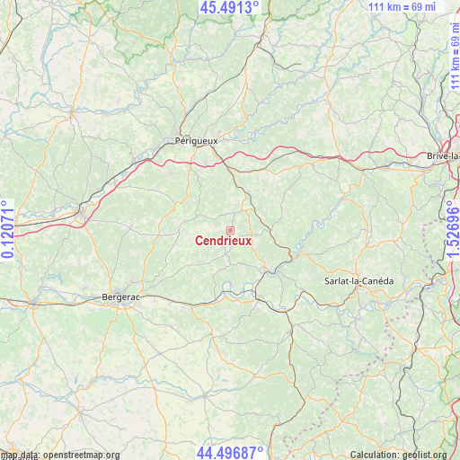 Cendrieux on map
