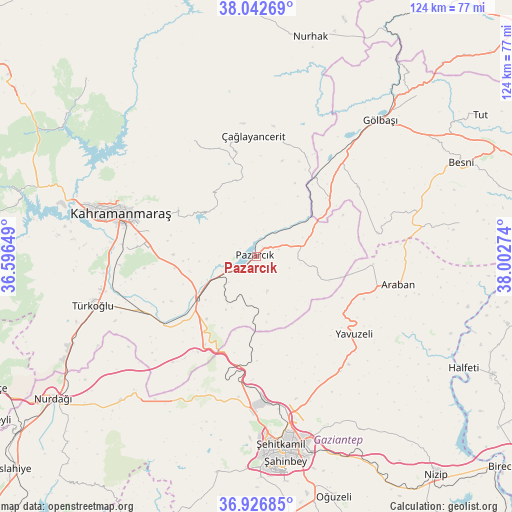 Pazarcık on map