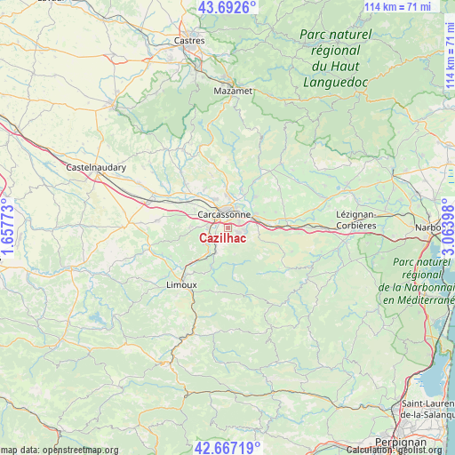 Cazilhac on map