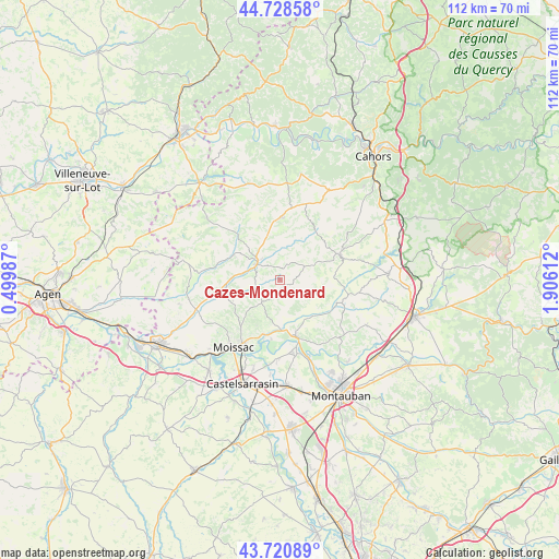 Cazes-Mondenard on map