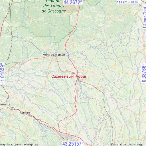 Cazères-sur-l’Adour on map