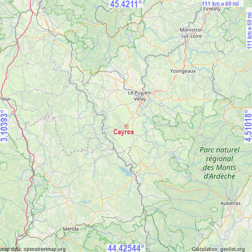 Cayres on map