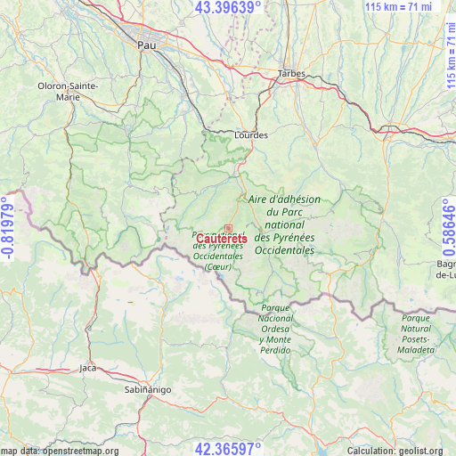 Cauterets on map