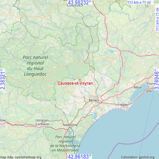 Causses-et-Veyran on map