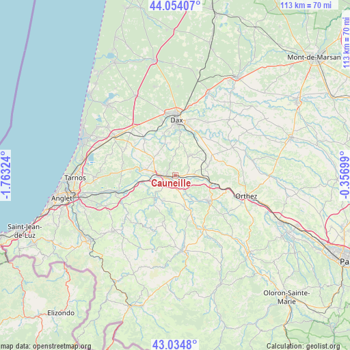 Cauneille on map