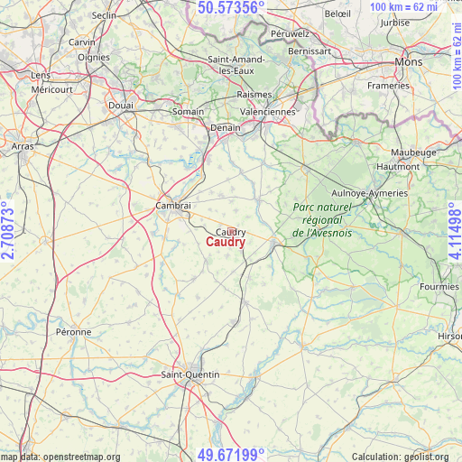 Caudry on map