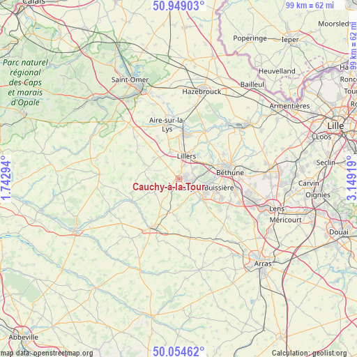 Cauchy-à-la-Tour on map