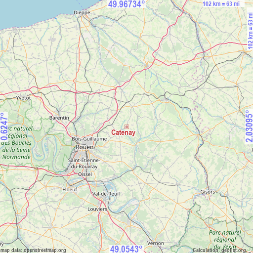 Catenay on map