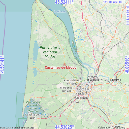 Castelnau-de-Médoc on map