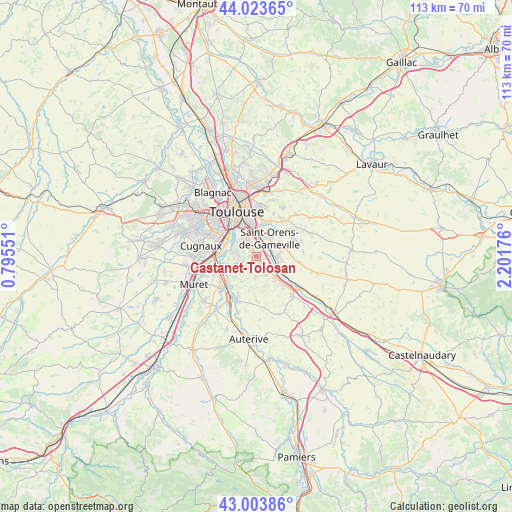 Castanet-Tolosan on map