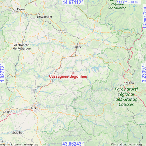 Cassagnes-Bégonhès on map