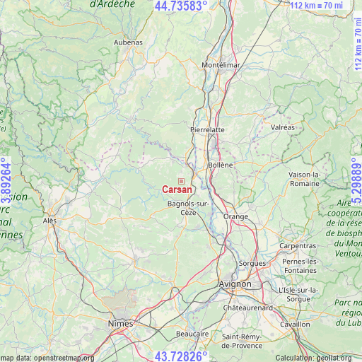 Carsan on map