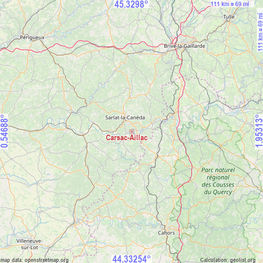 Carsac-Aillac on map