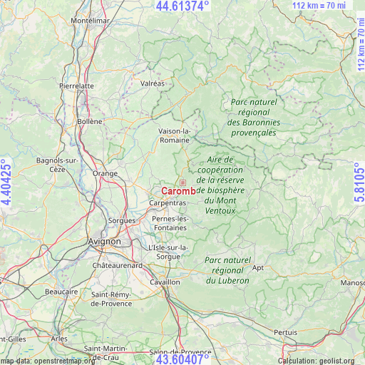 Caromb on map