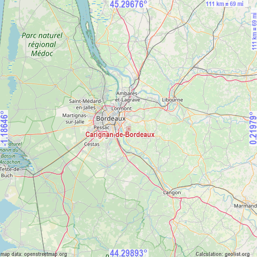 Carignan-de-Bordeaux on map