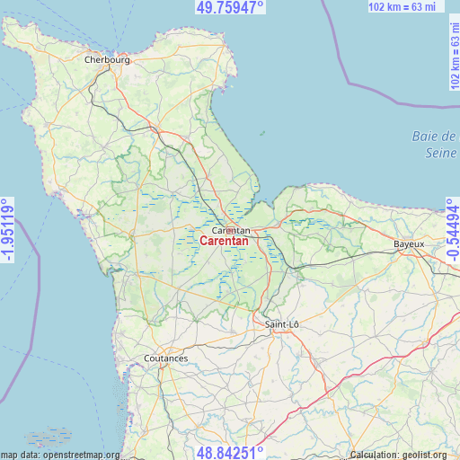 Carentan on map