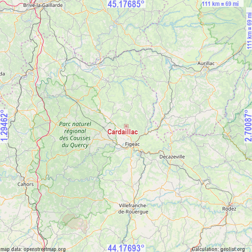 Cardaillac on map