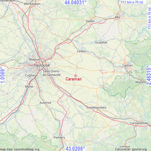 Caraman on map