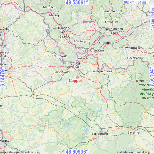 Cappel on map