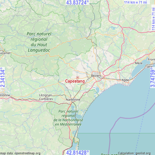 Capestang on map
