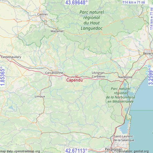 Capendu on map