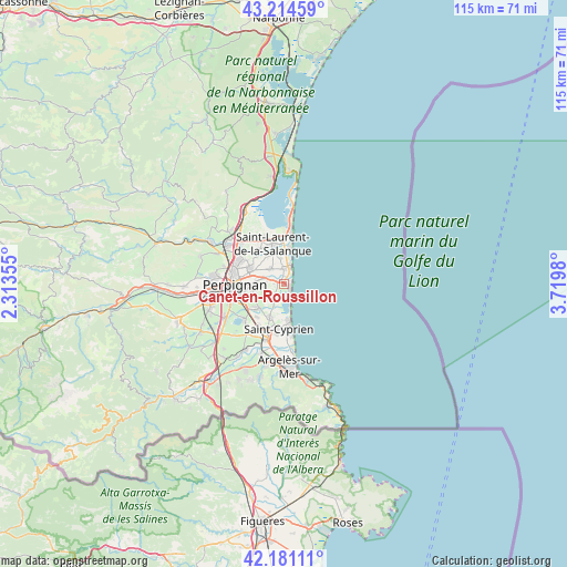Canet-en-Roussillon on map