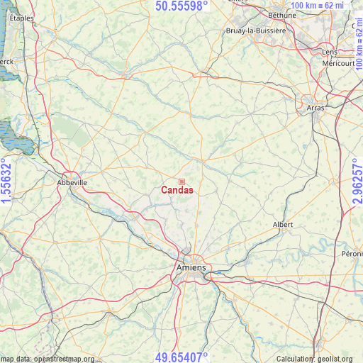 Candas on map